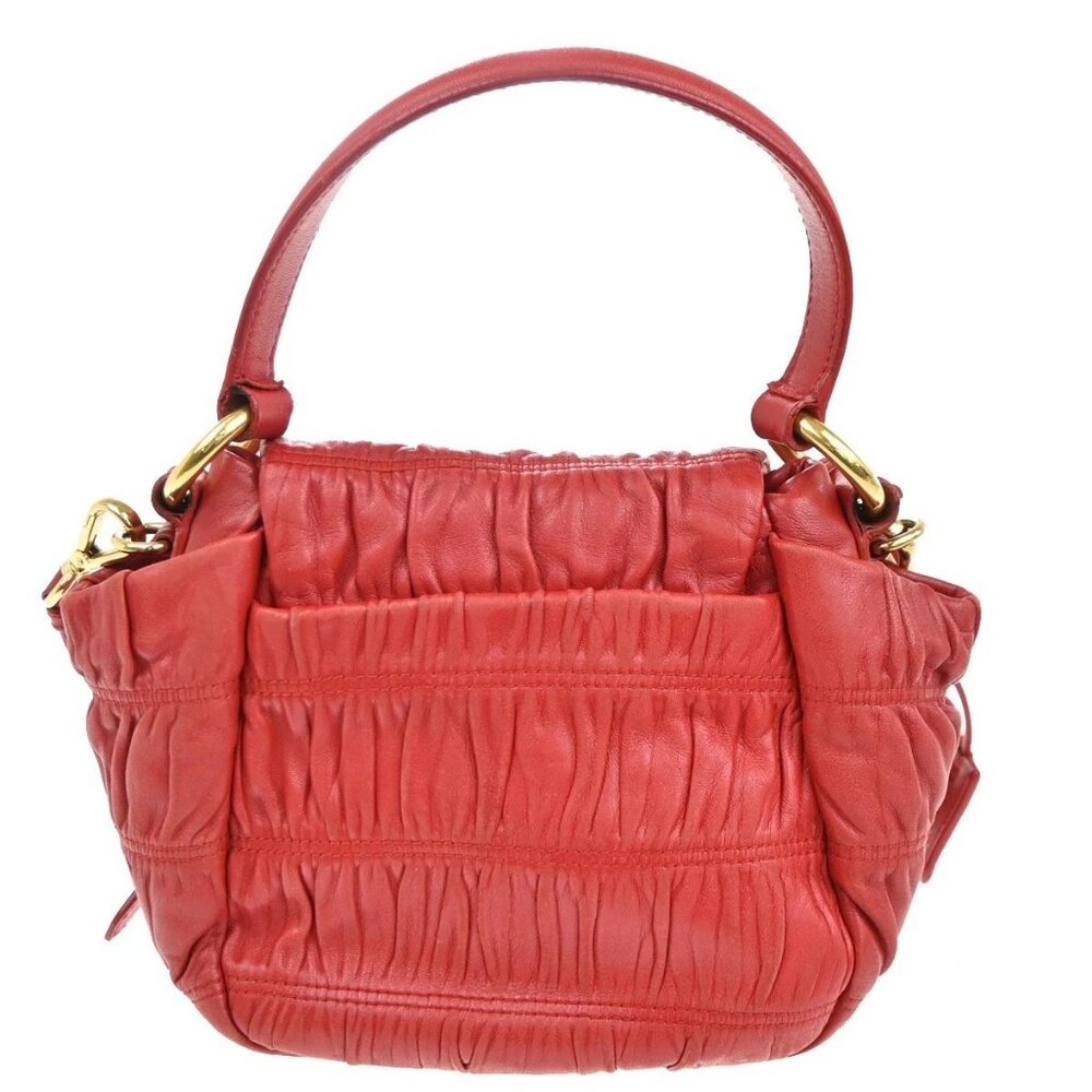 PRADA Logo Shoulder Hand Bag Nappa Leather Red GHW Italy 78CA652 - Picture 3 of 16
